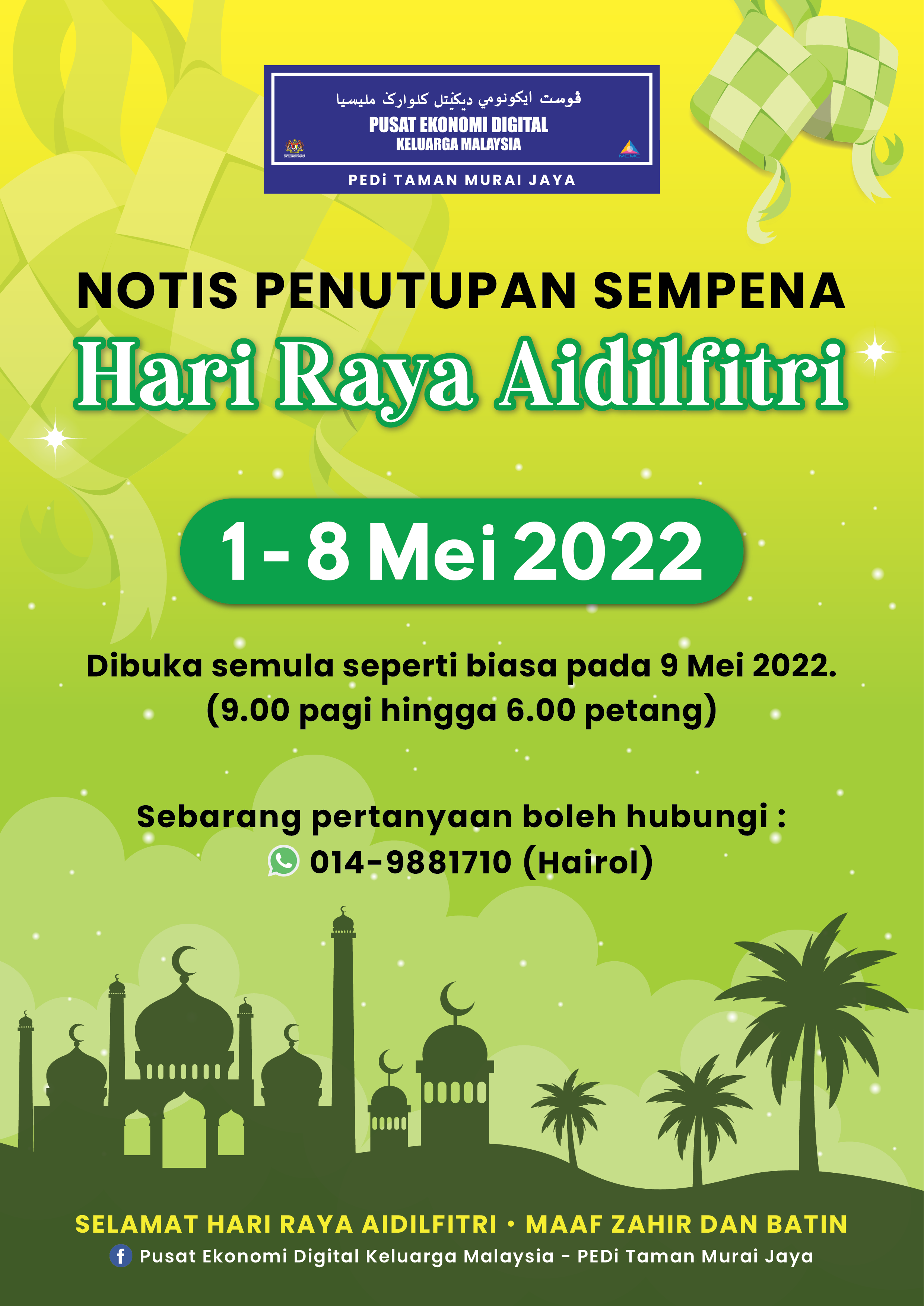 Notis Penutupan Hari Raya